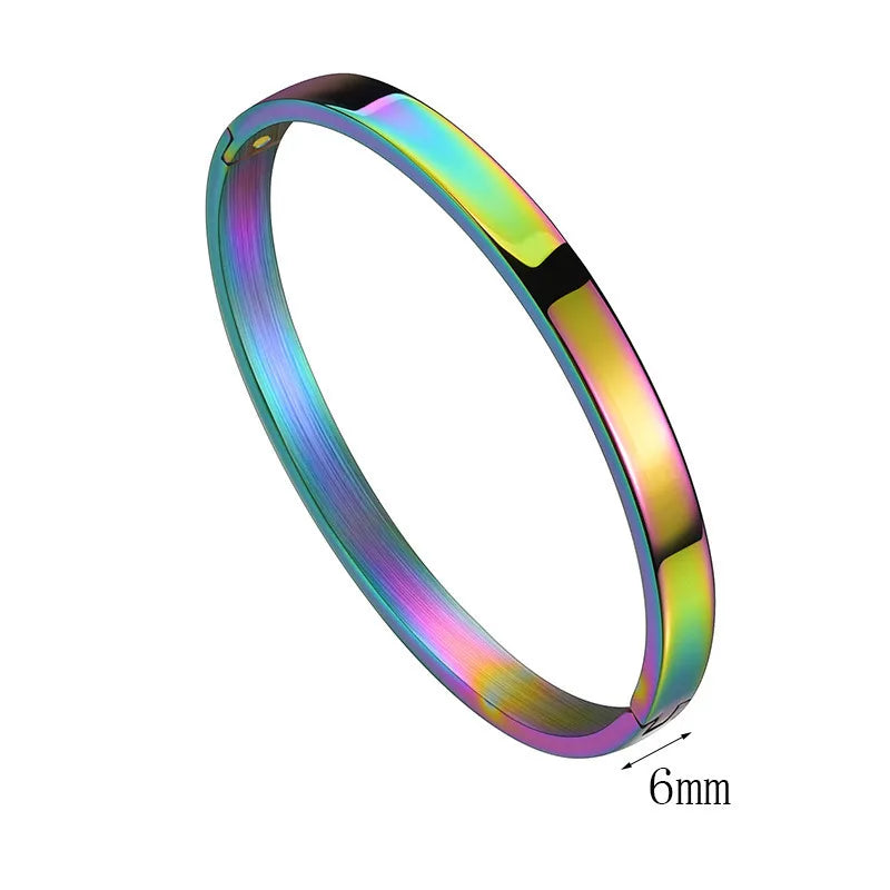 Simple Style Solid Color Titanium Steel Unisex Bangle