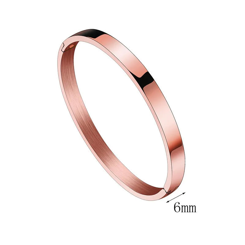 Simple Style Solid Color Titanium Steel Unisex Bangle