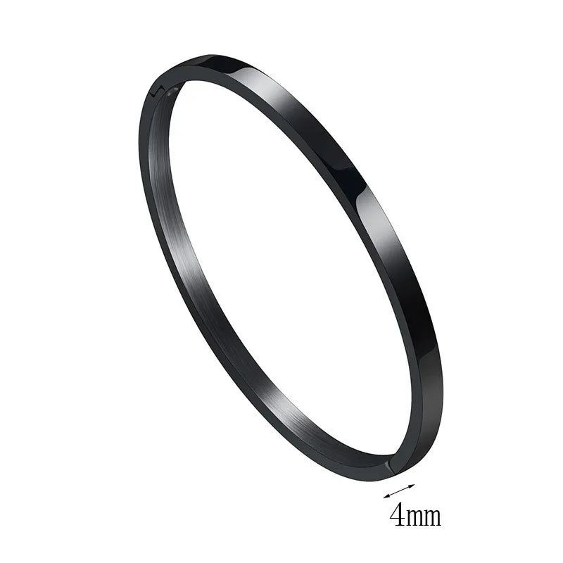 Simple Style Solid Color Titanium Steel Unisex Bangle