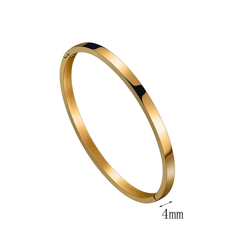 Simple Style Solid Color Titanium Steel Unisex Bangle