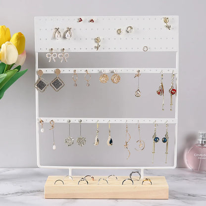 Simple Style Solid Color Wood Iron Jewelry Rack