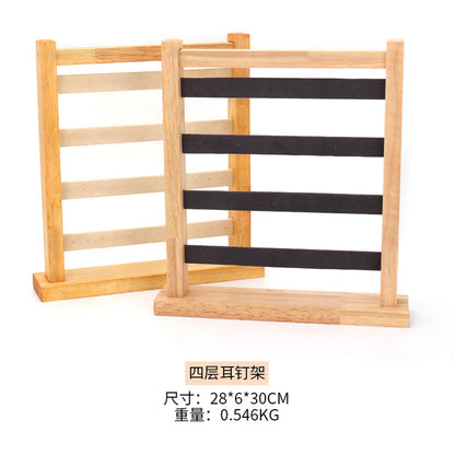 Simple Style Solid Color Wood Jewelry Rack