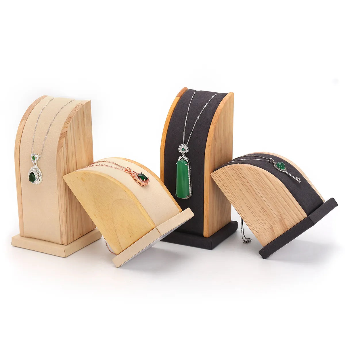 Simple Style Solid Color Wood Jewelry Rack