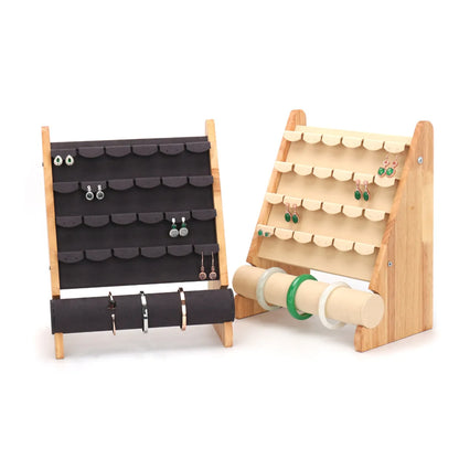 Simple Style Solid Color Wood Jewelry Rack