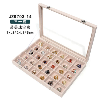 Simple Style Solid Color Wood Metal Button Jewelry Boxes