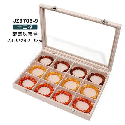 Simple Style Solid Color Wood Metal Button Jewelry Boxes