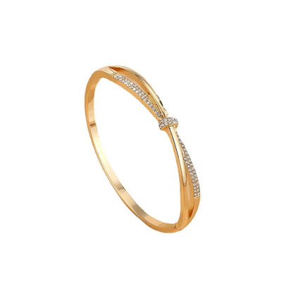 Simple Style Solid Color Alloy Inlay Zircon Women'S Bangle