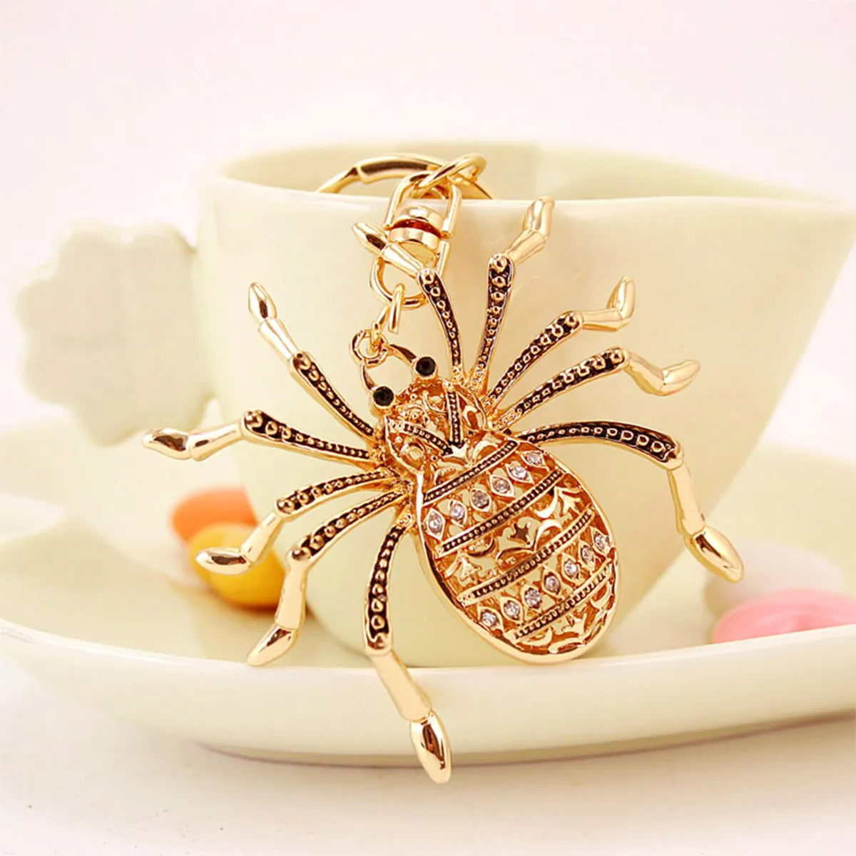 Simple Style Spider Alloy Inlay Rhinestones Women'S Keychain