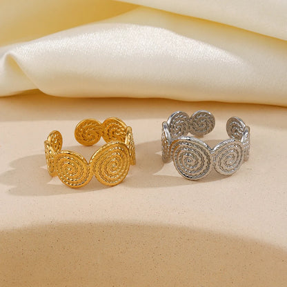 Simple Style Spiral Stainless Steel Plating 18k Gold Plated Open Rings