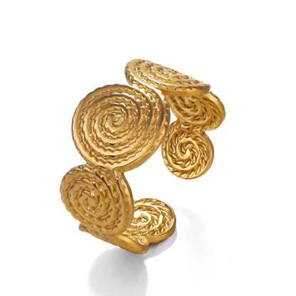 Simple Style Spiral Stainless Steel Plating 18k Gold Plated Open Rings