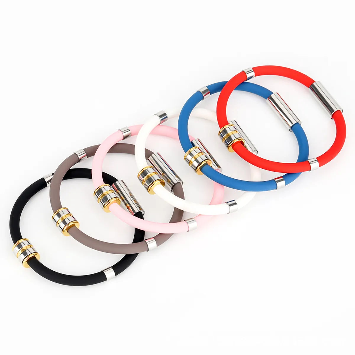 Simple Style Sports Geometric Silica Gel Titanium Steel Wholesale Wristband