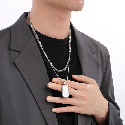 Simple Style Square 304 Stainless Steel 18K Gold Plated Men'S Double Layer Necklaces