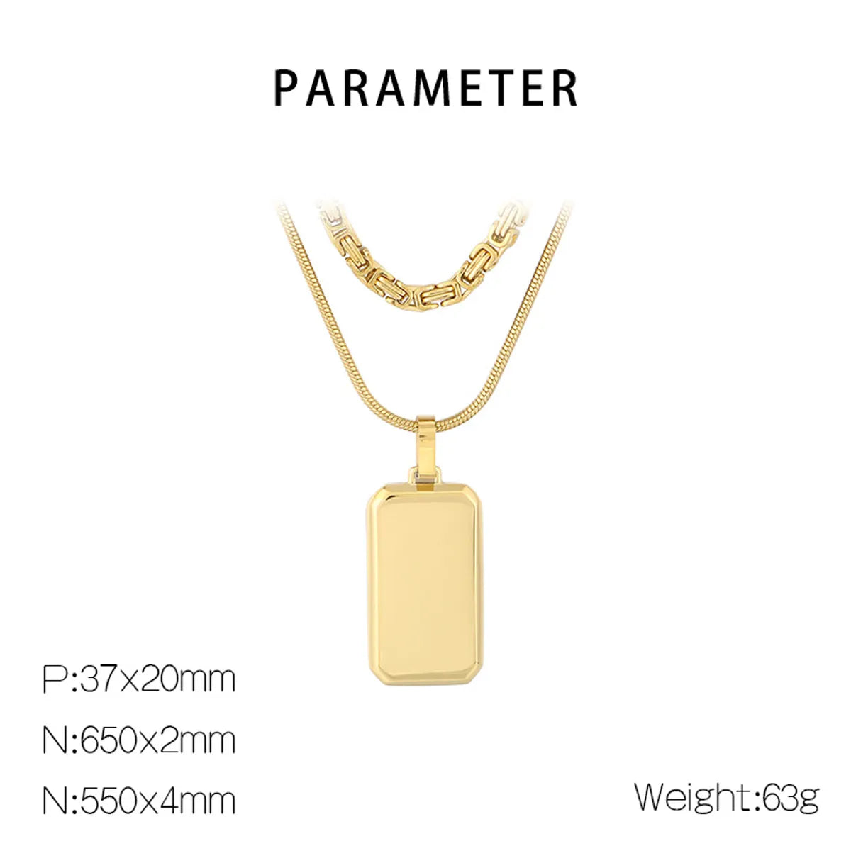 Simple Style Square 304 Stainless Steel 18K Gold Plated Men'S Double Layer Necklaces