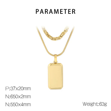 Simple Style Square 304 Stainless Steel 18K Gold Plated Men'S Double Layer Necklaces