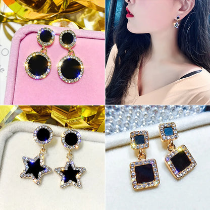 Simple Style Square Alloy Inlay Rhinestones Women's Drop Earrings