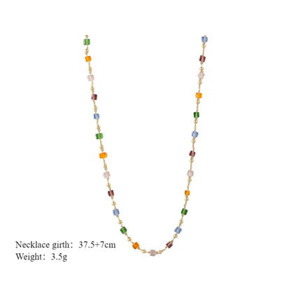 Simple Style Square Beaded Artificial Crystal Women'S Necklace