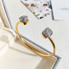 Simple Style Square Copper Gold Plated Artificial Gemstones Bangle In Bulk