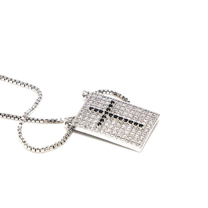 Simple Style Square Copper Plating Inlay Rhinestones Pendant Necklace