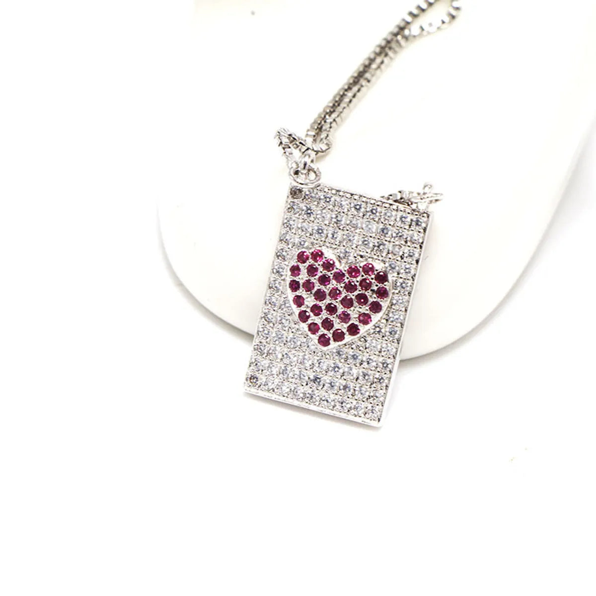 Simple Style Square Copper Plating Inlay Rhinestones Pendant Necklace