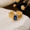 Simple Style Square Copper 18k Gold Plated Zircon Open Rings In Bulk