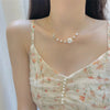 Simple Style Square Flower Bow Knot Alloy Inlay Artificial Pearls Rhinestones Women'S Necklace