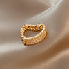 Simple Style Square Flower Bow Knot Copper Hollow Out Inlay Zircon Open Ring 1 Piece