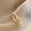 Simple Style Square Flower Bow Knot Copper Hollow Out Inlay Zircon Open Ring 1 Piece