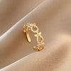 Simple Style Square Flower Bow Knot Copper Hollow Out Inlay Zircon Open Ring 1 Piece