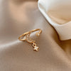 Simple Style Square Flower Bow Knot Copper Hollow Out Inlay Zircon Open Ring 1 Piece