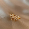 Simple Style Square Flower Bow Knot Copper Hollow Out Inlay Zircon Open Ring 1 Piece