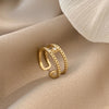 Simple Style Square Flower Bow Knot Copper Hollow Out Inlay Zircon Open Ring 1 Piece