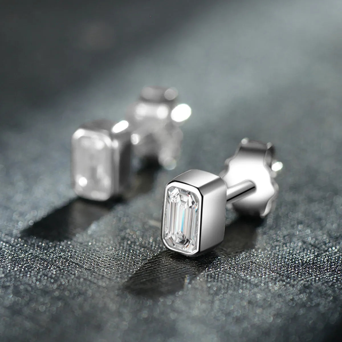 Simple Style Square Silver Plating Inlay Zircon Ear Studs 1 Pair