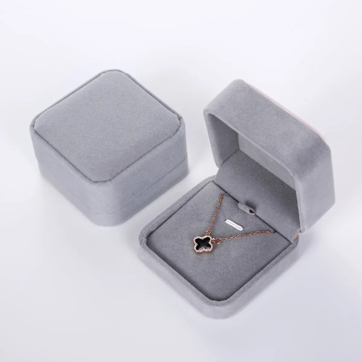 Simple Style Square Solid Color Flannel Jewelry Boxes