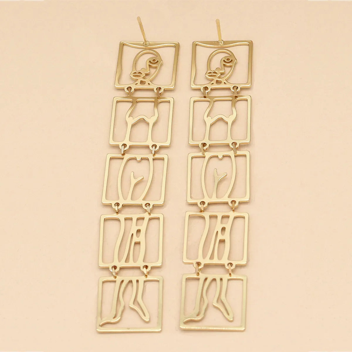 Simple Style Square Solid Color Metal Plating Hollow Out Women'S Drop Earrings 1 Pair