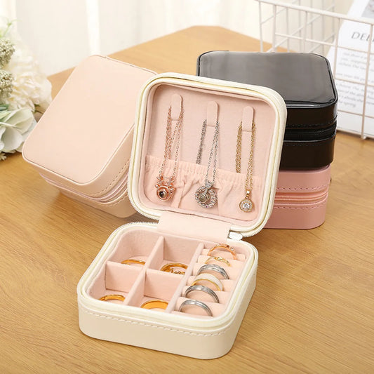 Simple Style Square Solid Color Pu Leather Jewelry Boxes