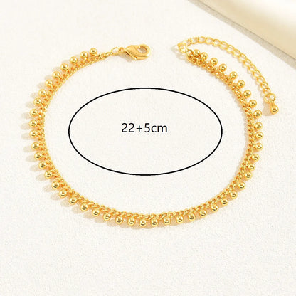 Simple Style Square Solid Color Rhombus 18k Gold Plated Copper Wholesale Anklet