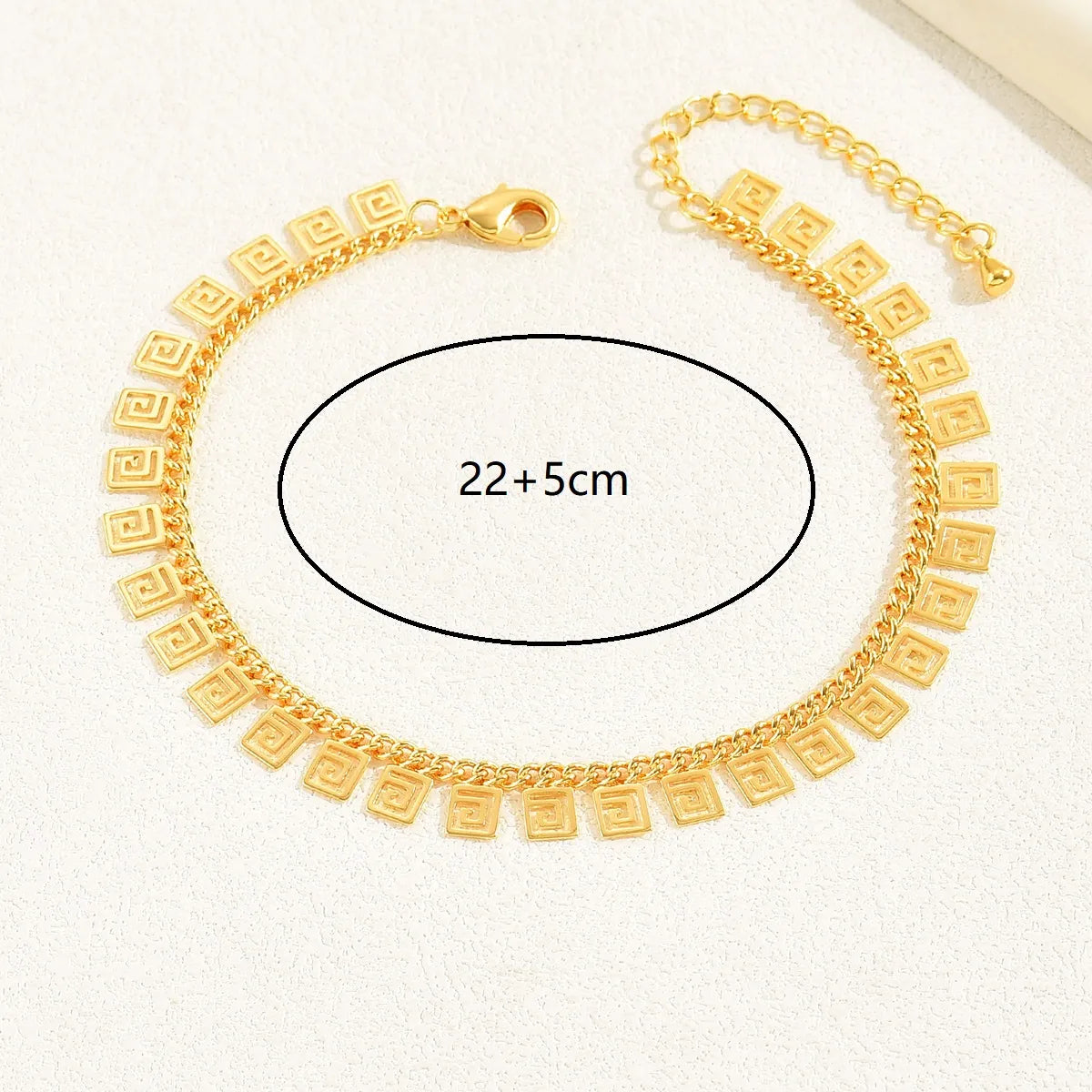 Simple Style Square Solid Color Rhombus 18k Gold Plated Copper Wholesale Anklet