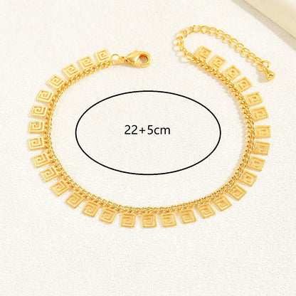 Simple Style Square Solid Color Rhombus 18k Gold Plated Copper Wholesale Anklet