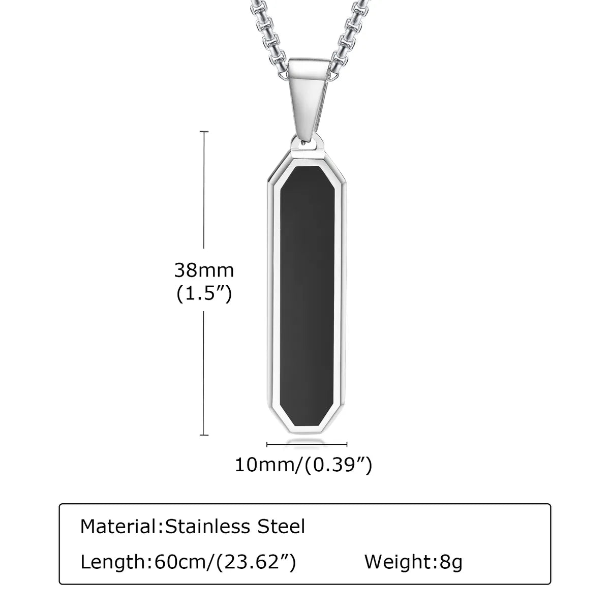 Simple Style Square Stainless Steel Epoxy Three-dimensional 18k Gold Plated Pendant Necklace