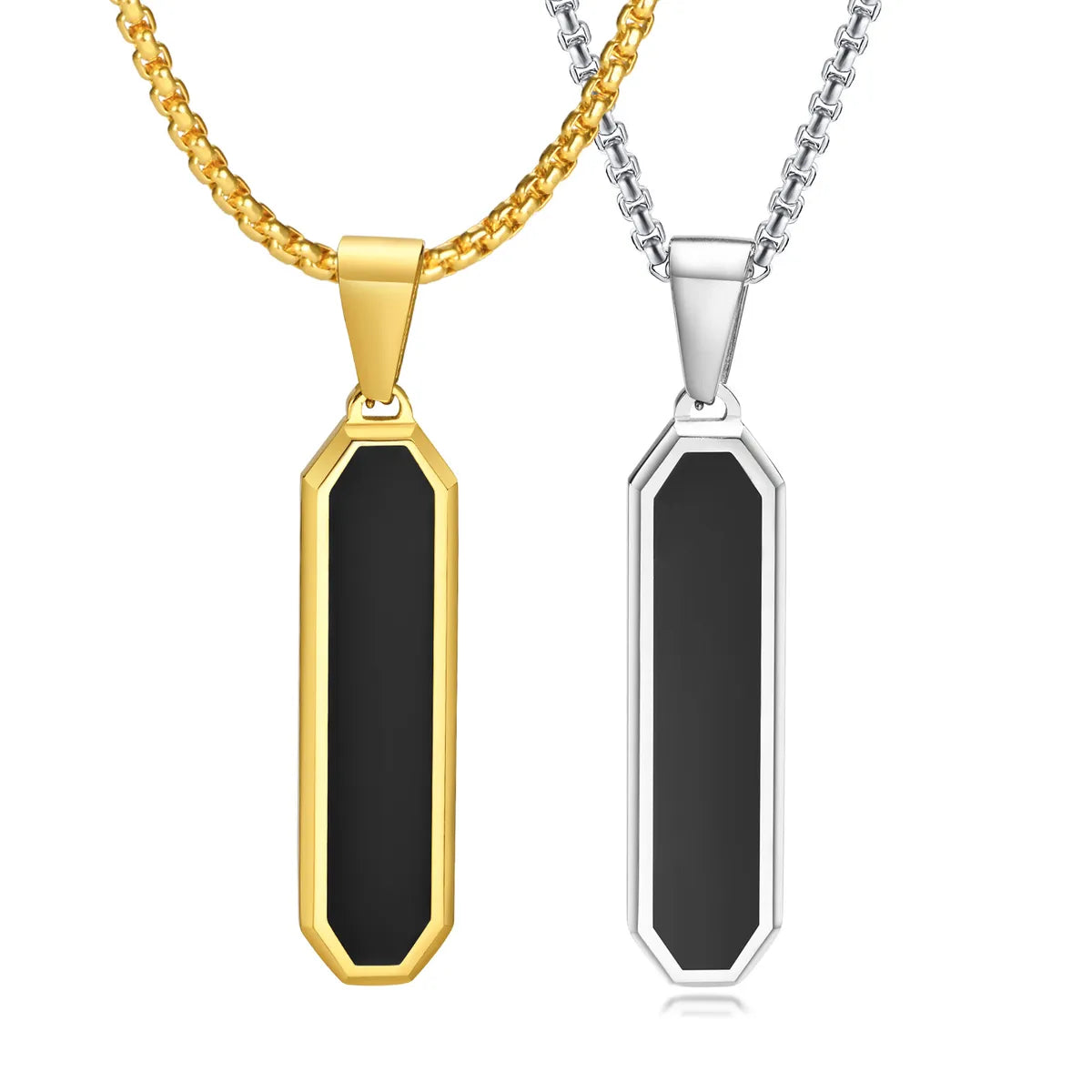 Simple Style Square Stainless Steel Epoxy Three-dimensional 18k Gold Plated Pendant Necklace