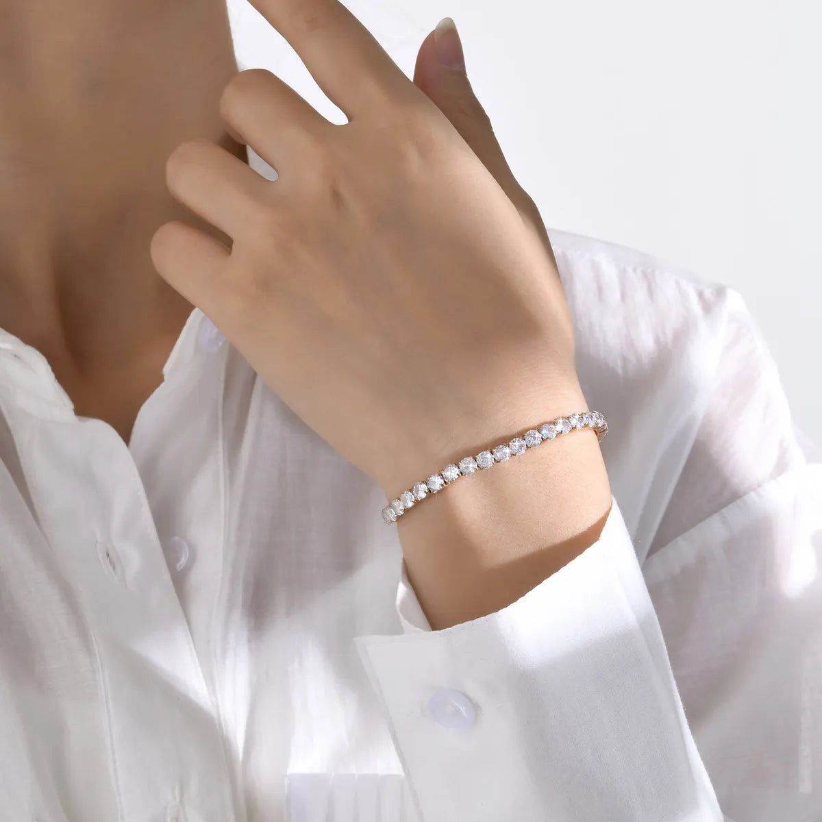 Simple Style Square Stainless Steel Inlay Zircon Bracelets