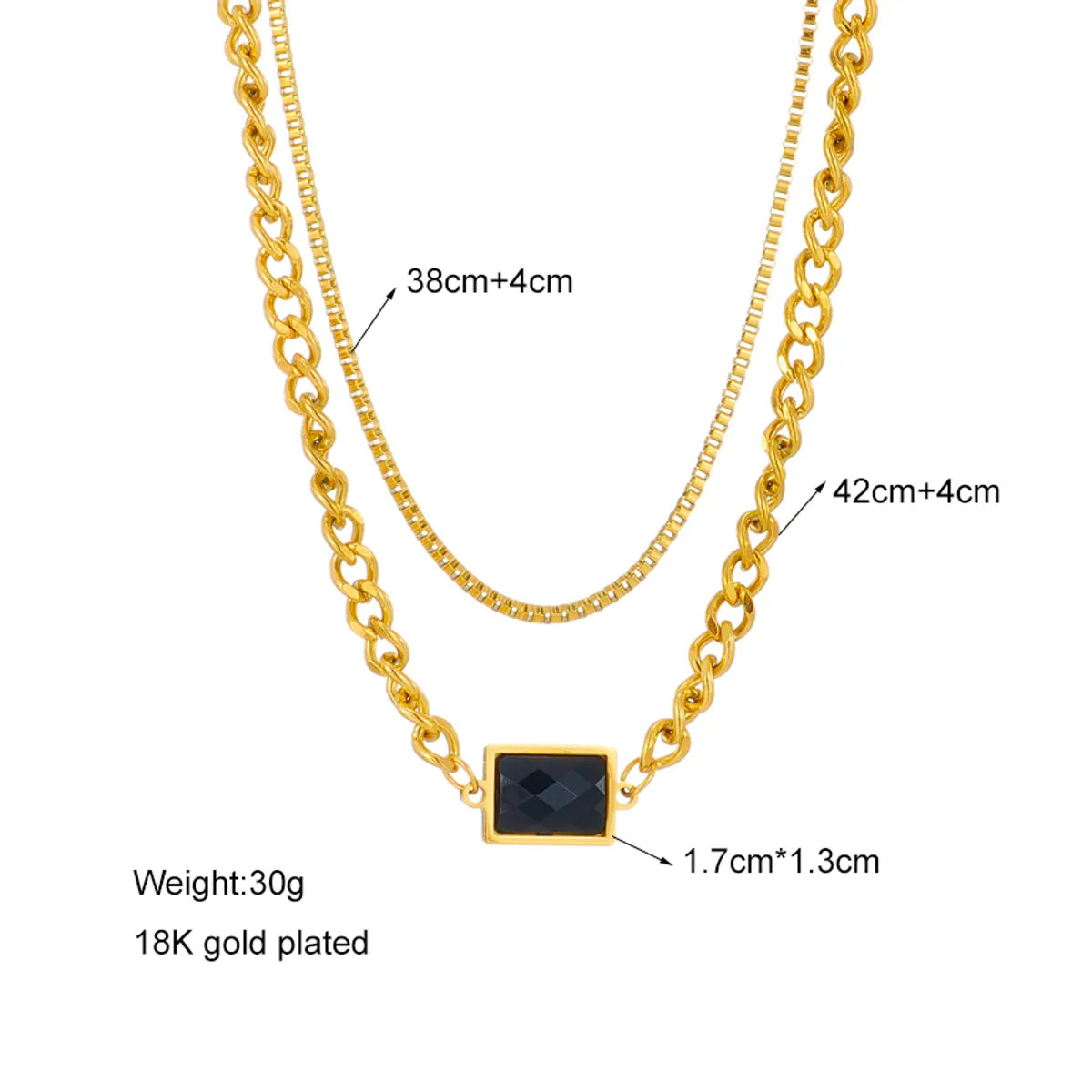 Simple Style Square Stainless Steel Layered Necklaces Gold Plated Stainless Steel Necklaces