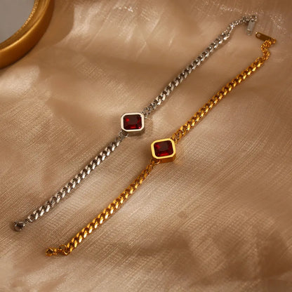 Simple Style Square Stainless Steel 18K Gold Plated Bracelets In Bulk