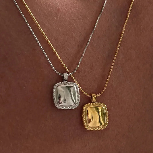 Simple Style Square Stainless Steel Plating 18k Gold Plated Pendant Necklace