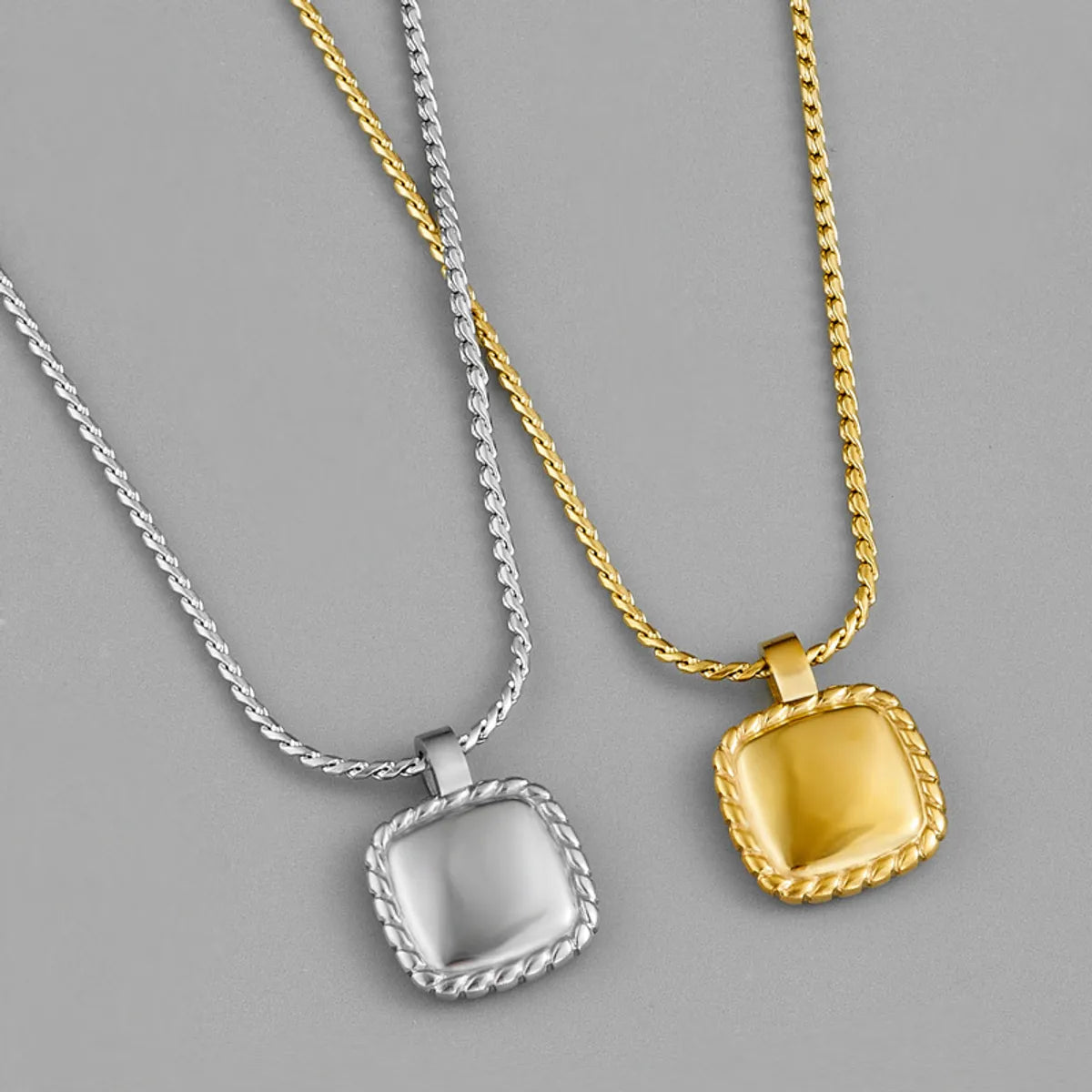 Simple Style Square Stainless Steel Plating 18k Gold Plated Pendant Necklace