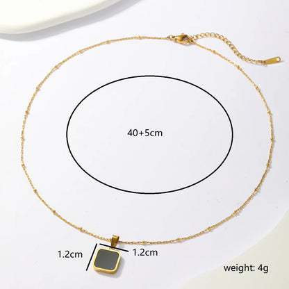 Simple Style Square Stainless Steel Plating Inlay Shell 18k Gold Plated Pendant Necklace