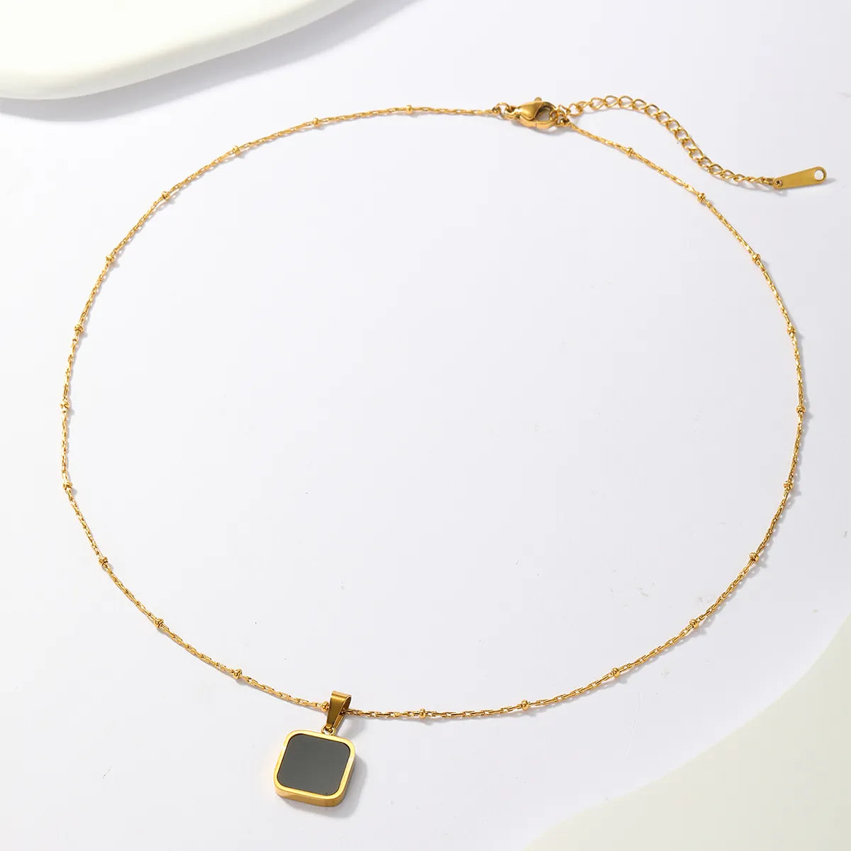 Simple Style Square Stainless Steel Plating Inlay Shell 18k Gold Plated Pendant Necklace