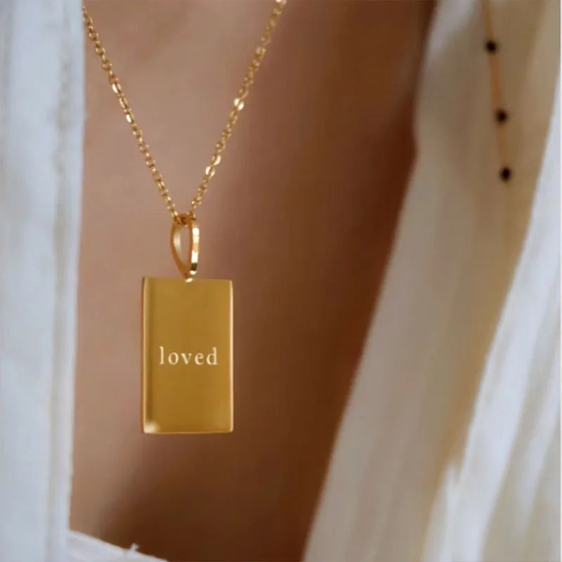 Wholesale Jewelry Simple Style Square Stainless Steel Titanium Steel 18K Gold Plated Plating Pendant Necklace