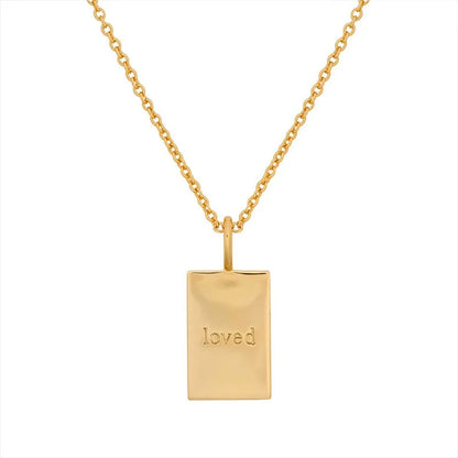 Wholesale Jewelry Simple Style Square Stainless Steel Titanium Steel 18K Gold Plated Plating Pendant Necklace