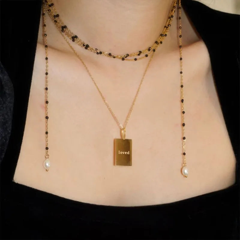 Wholesale Jewelry Simple Style Square Stainless Steel Titanium Steel 18K Gold Plated Plating Pendant Necklace